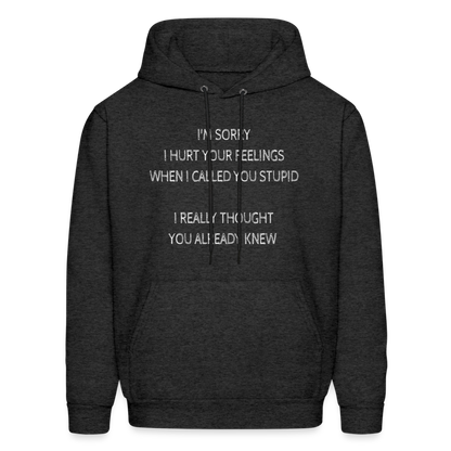 Sorry I Hurt Your Feeling, Stupid Hoodie - charcoal grey