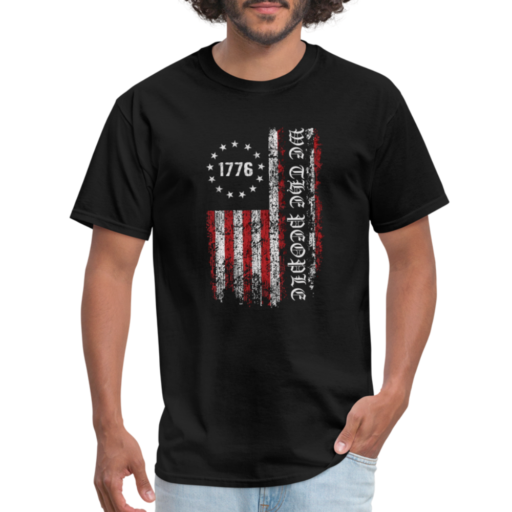 We The People  with American Flag T-Shirt (1776) - black