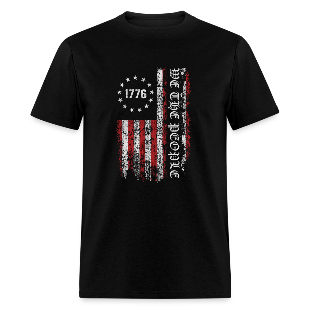 We The People  with American Flag T-Shirt (1776) - black