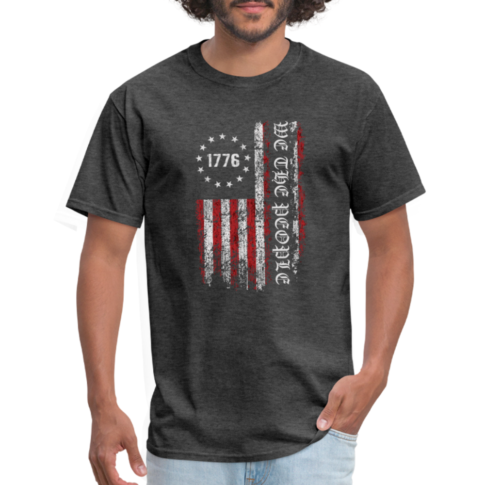 We The People  with American Flag T-Shirt (1776) - heather black