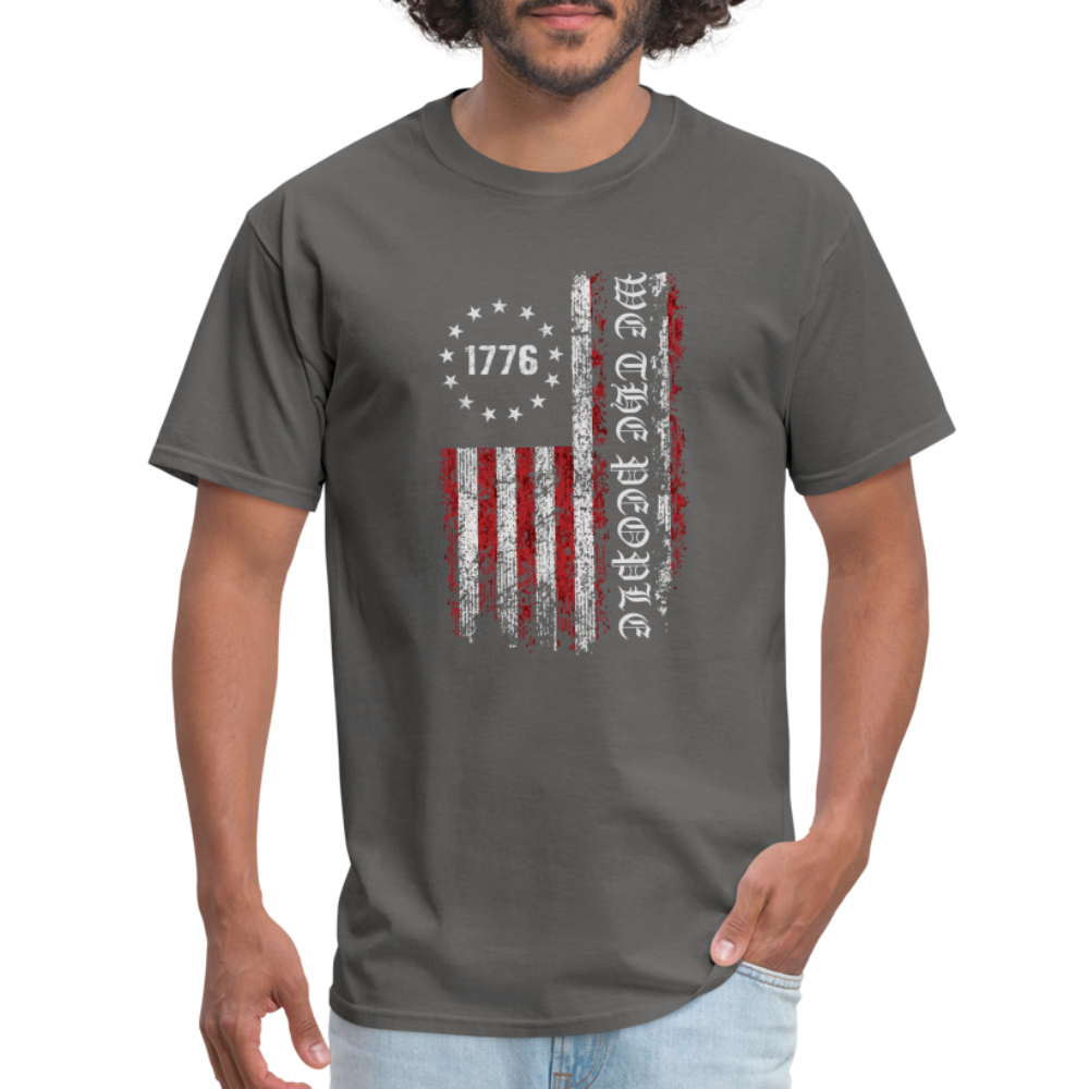 We The People  with American Flag T-Shirt (1776) - charcoal