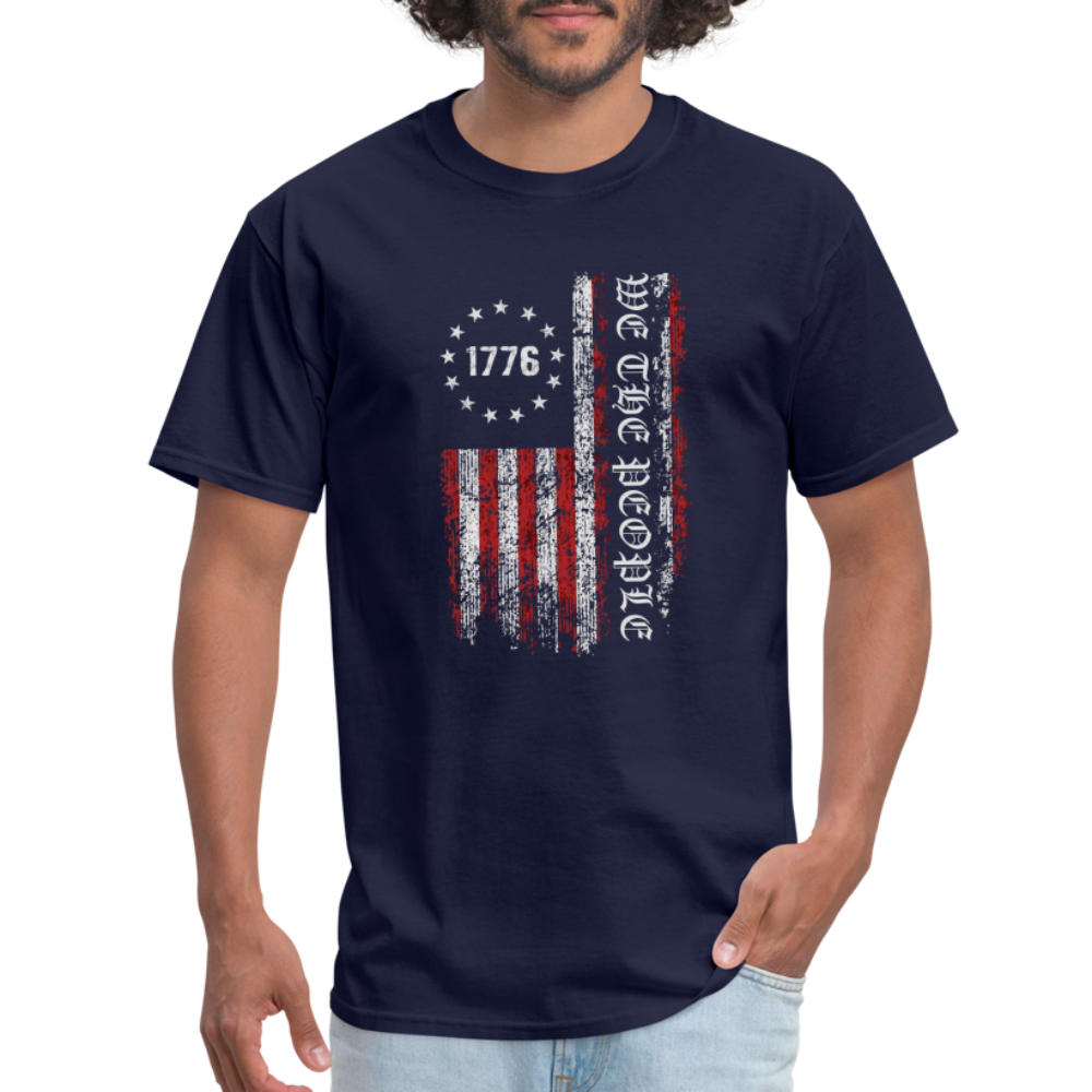 We The People  with American Flag T-Shirt (1776) - navy