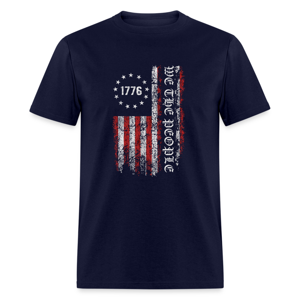 We The People  with American Flag T-Shirt (1776) - navy