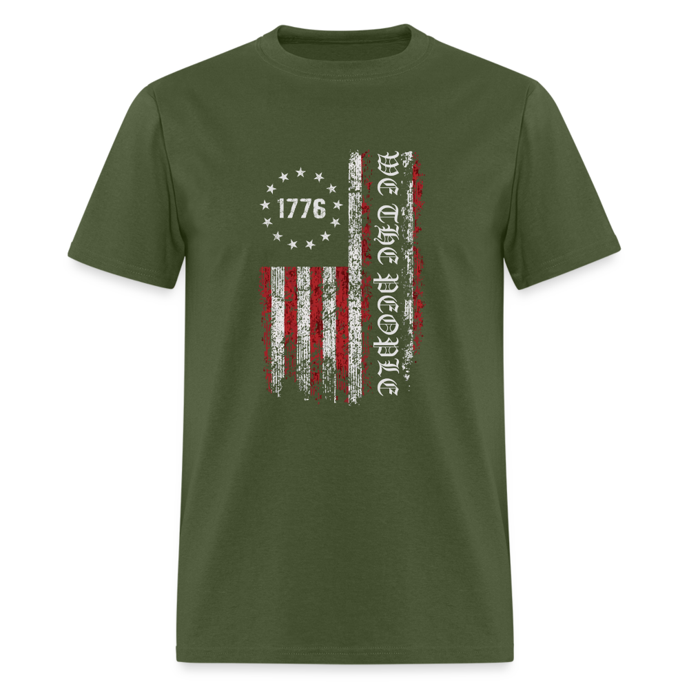 We The People  with American Flag T-Shirt (1776) - military green