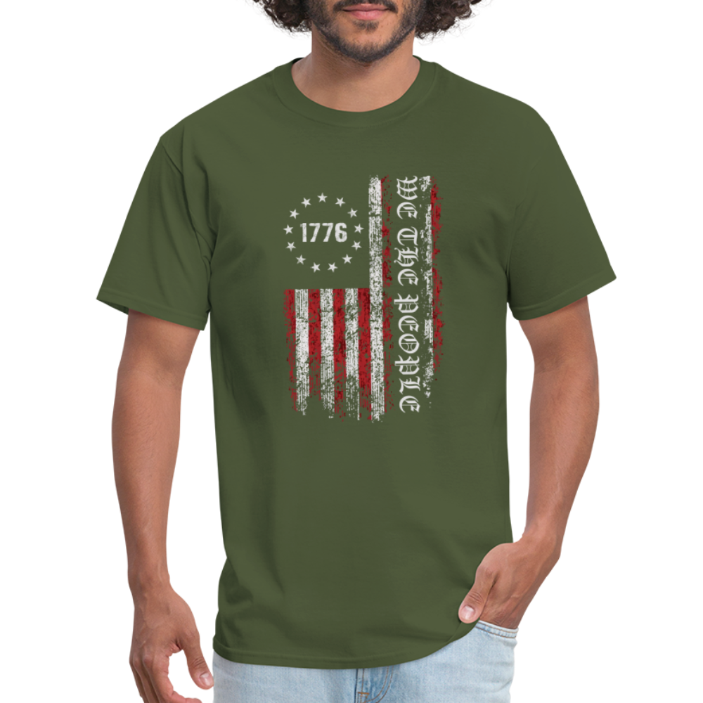 We The People  with American Flag T-Shirt (1776) - military green