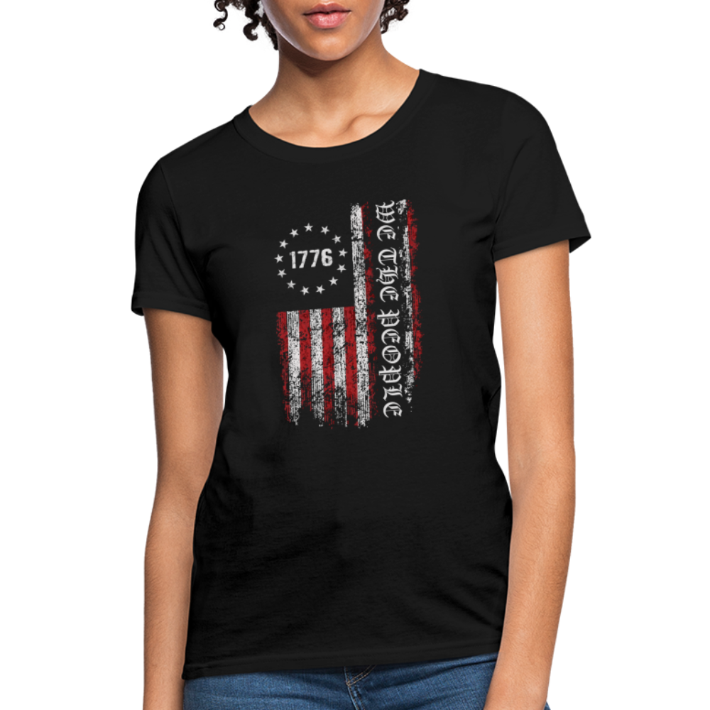 We The People  with American Flag Women's T-Shirt (1776) - black