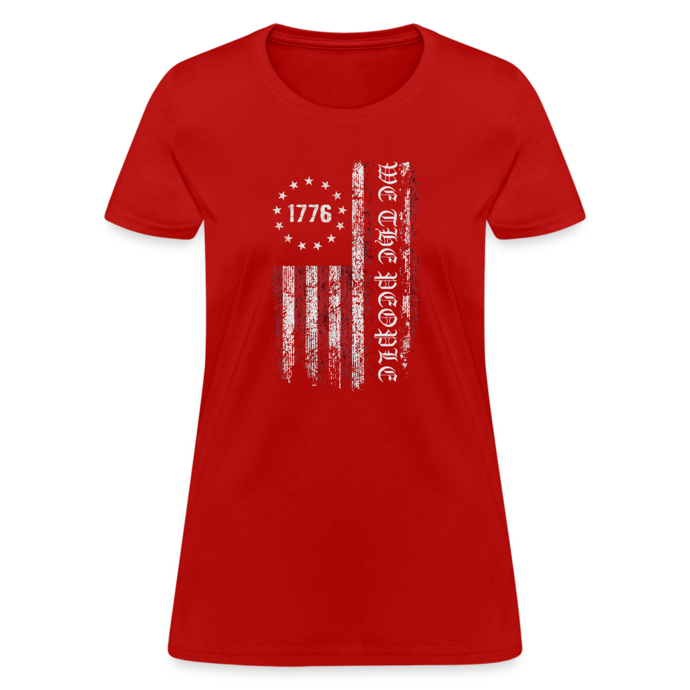 We The People  with American Flag Women's T-Shirt (1776) - red