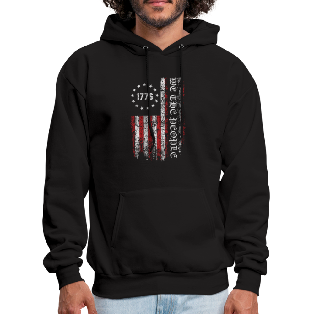 We The People  with American Flag Hoodie (1776) - black