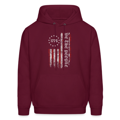 We The People  with American Flag Hoodie (1776) - burgundy