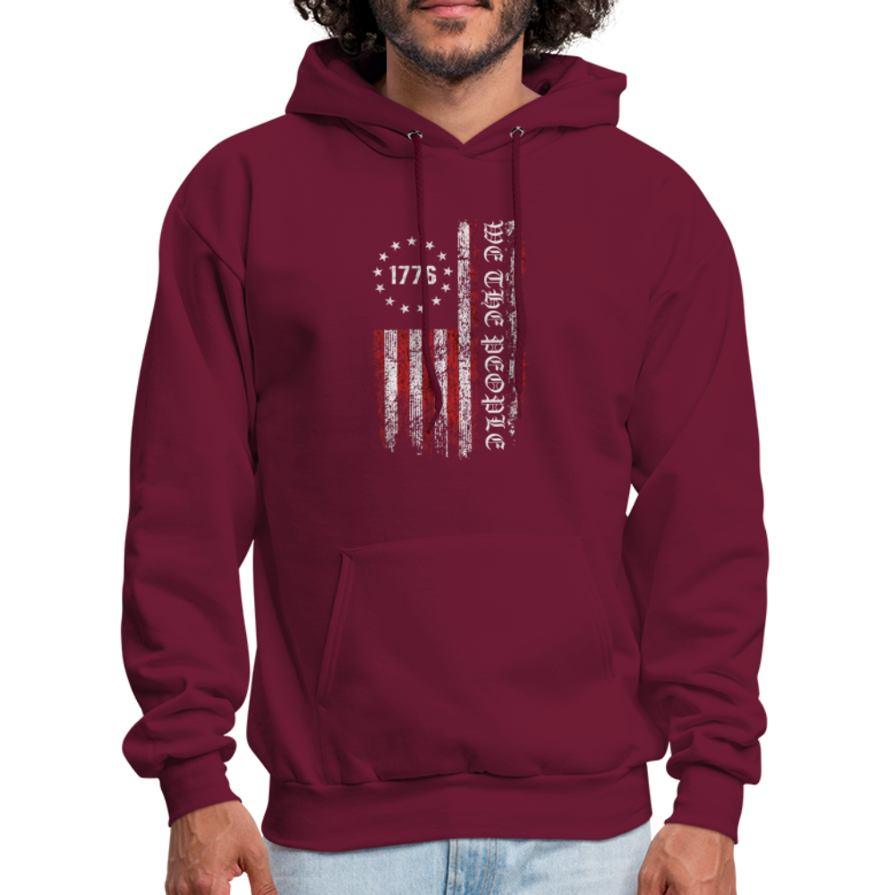 We The People  with American Flag Hoodie (1776) - burgundy