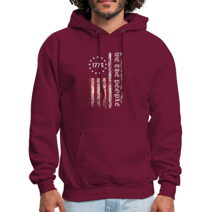 We The People  with American Flag Hoodie (1776) - burgundy