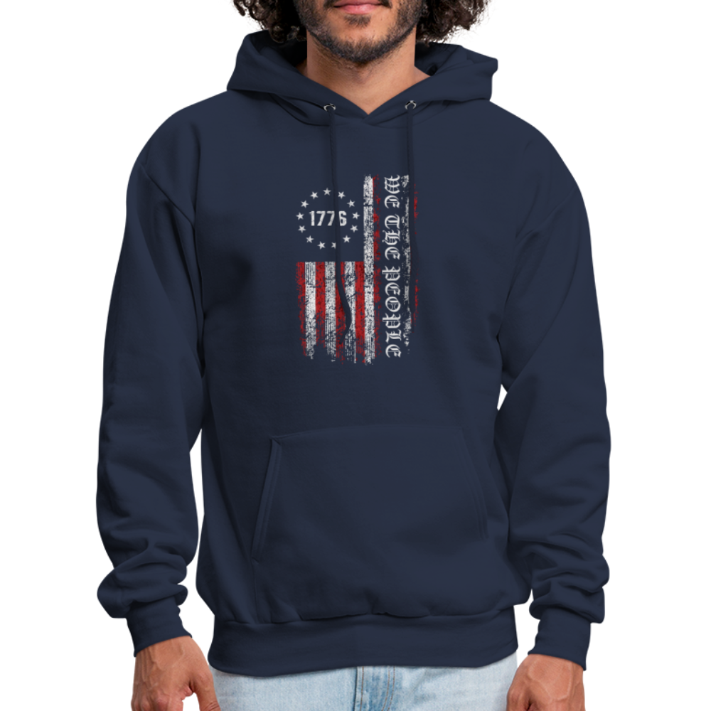 We The People  with American Flag Hoodie (1776) - navy