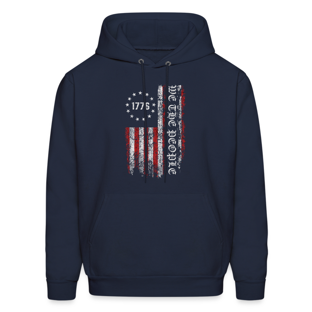 We The People  with American Flag Hoodie (1776) - navy