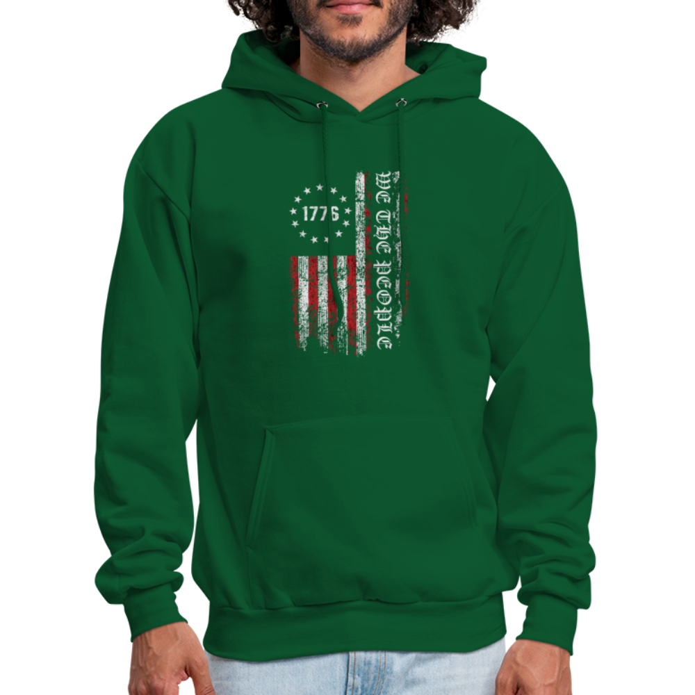 We The People  with American Flag Hoodie (1776) - forest green