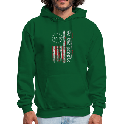 We The People  with American Flag Hoodie (1776) - forest green