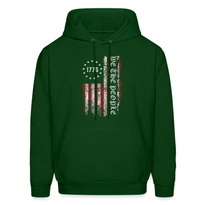 We The People  with American Flag Hoodie (1776) - forest green