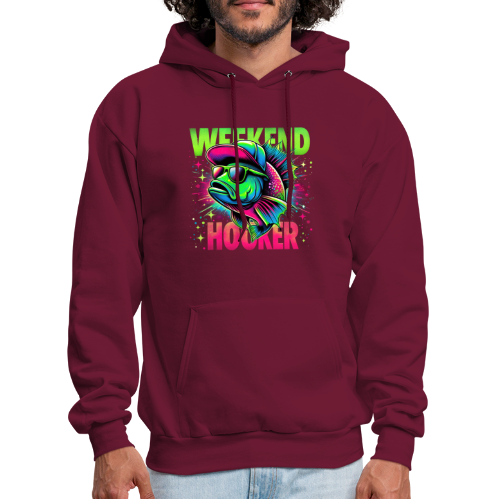 Fishing Weekend Hooker Hoodie - burgundy