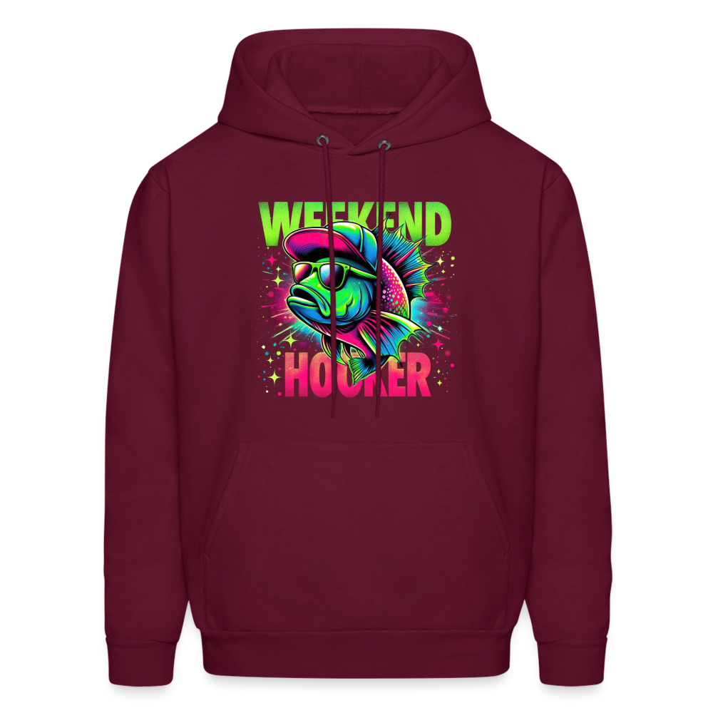 Fishing Weekend Hooker Hoodie - burgundy