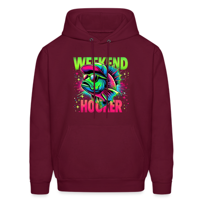 Fishing Weekend Hooker Hoodie - burgundy