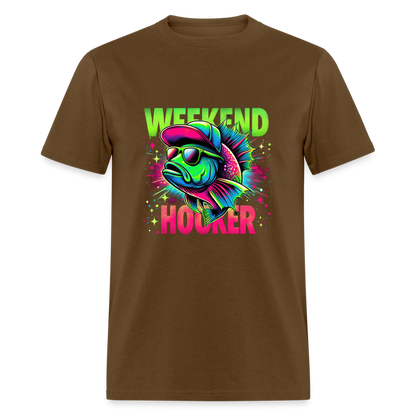 Fishing Weekend Hooker T-Shirt - brown