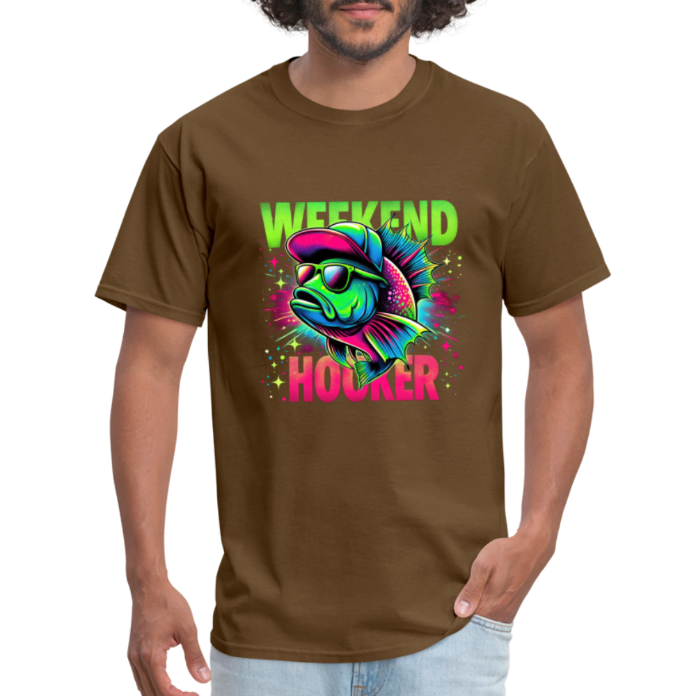 Fishing Weekend Hooker T-Shirt - brown