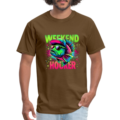 Fishing Weekend Hooker T-Shirt - brown