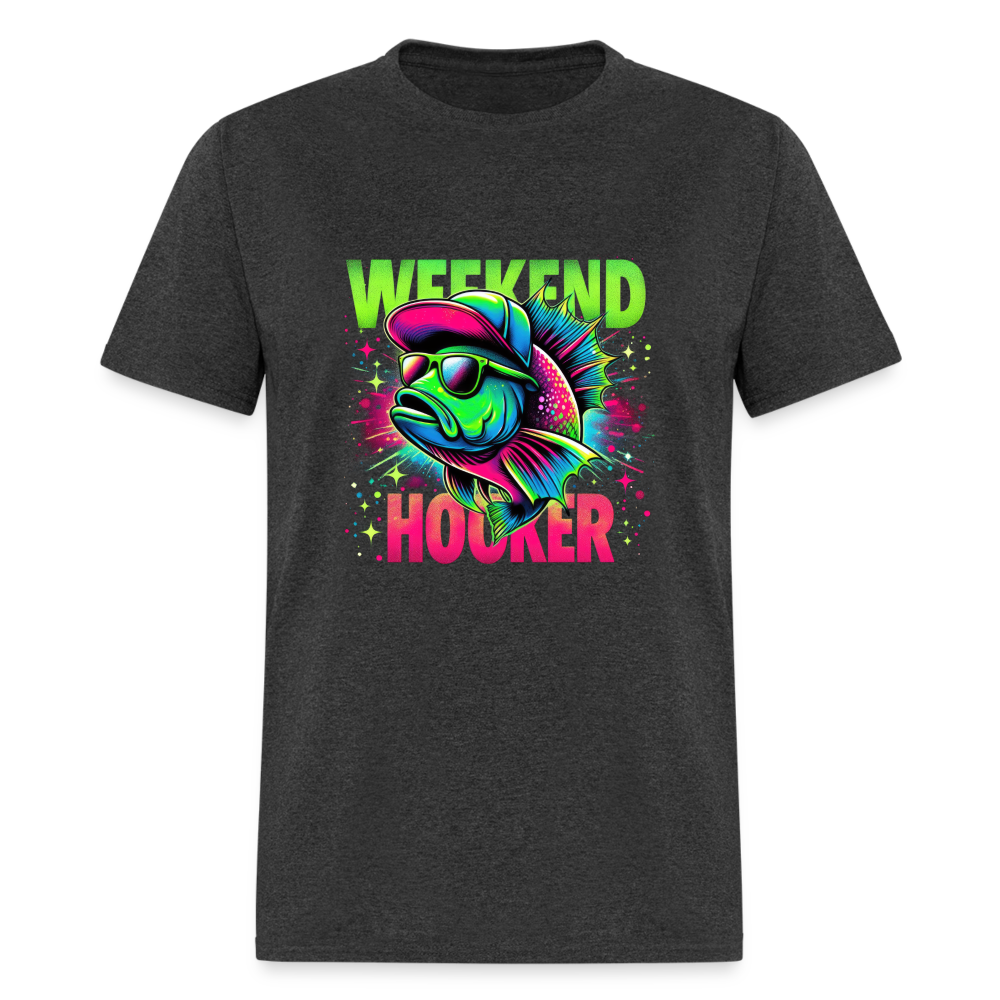 Fishing Weekend Hooker T-Shirt - heather black