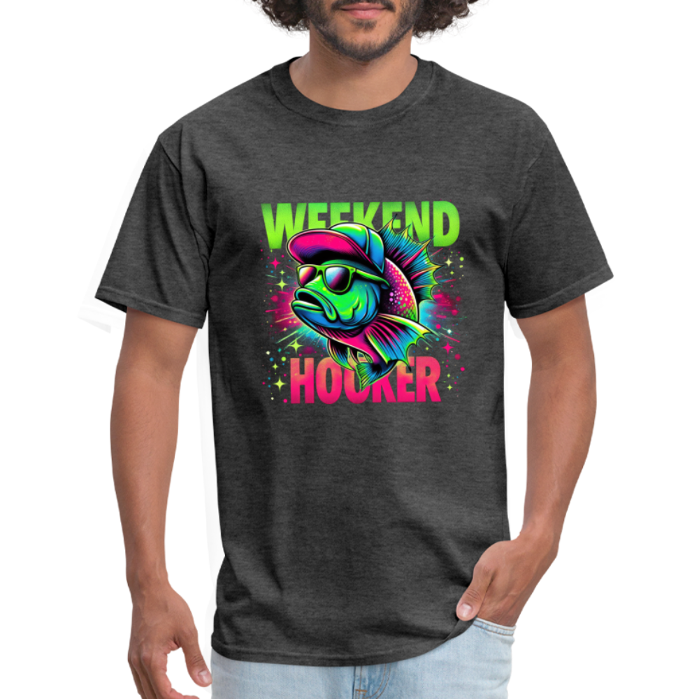 Fishing Weekend Hooker T-Shirt - heather black