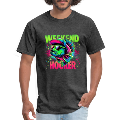 Fishing Weekend Hooker T-Shirt - heather black