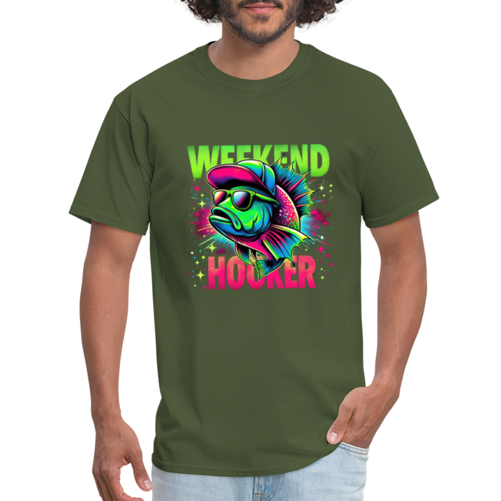 Fishing Weekend Hooker T-Shirt - military green