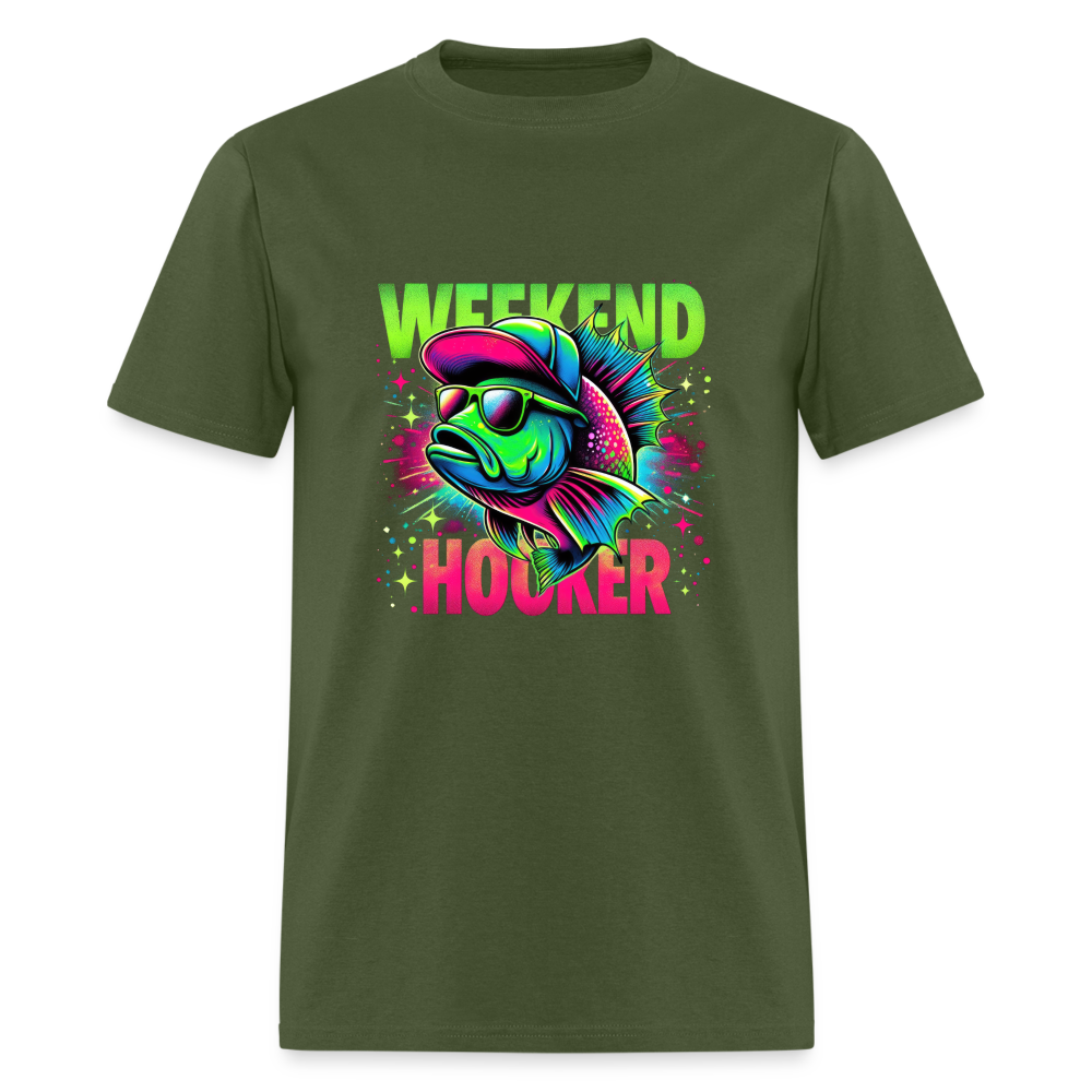 Fishing Weekend Hooker T-Shirt - military green