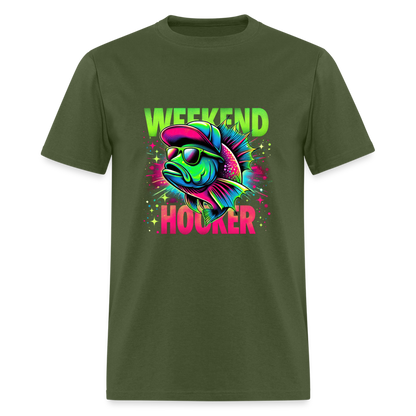 Fishing Weekend Hooker T-Shirt - military green