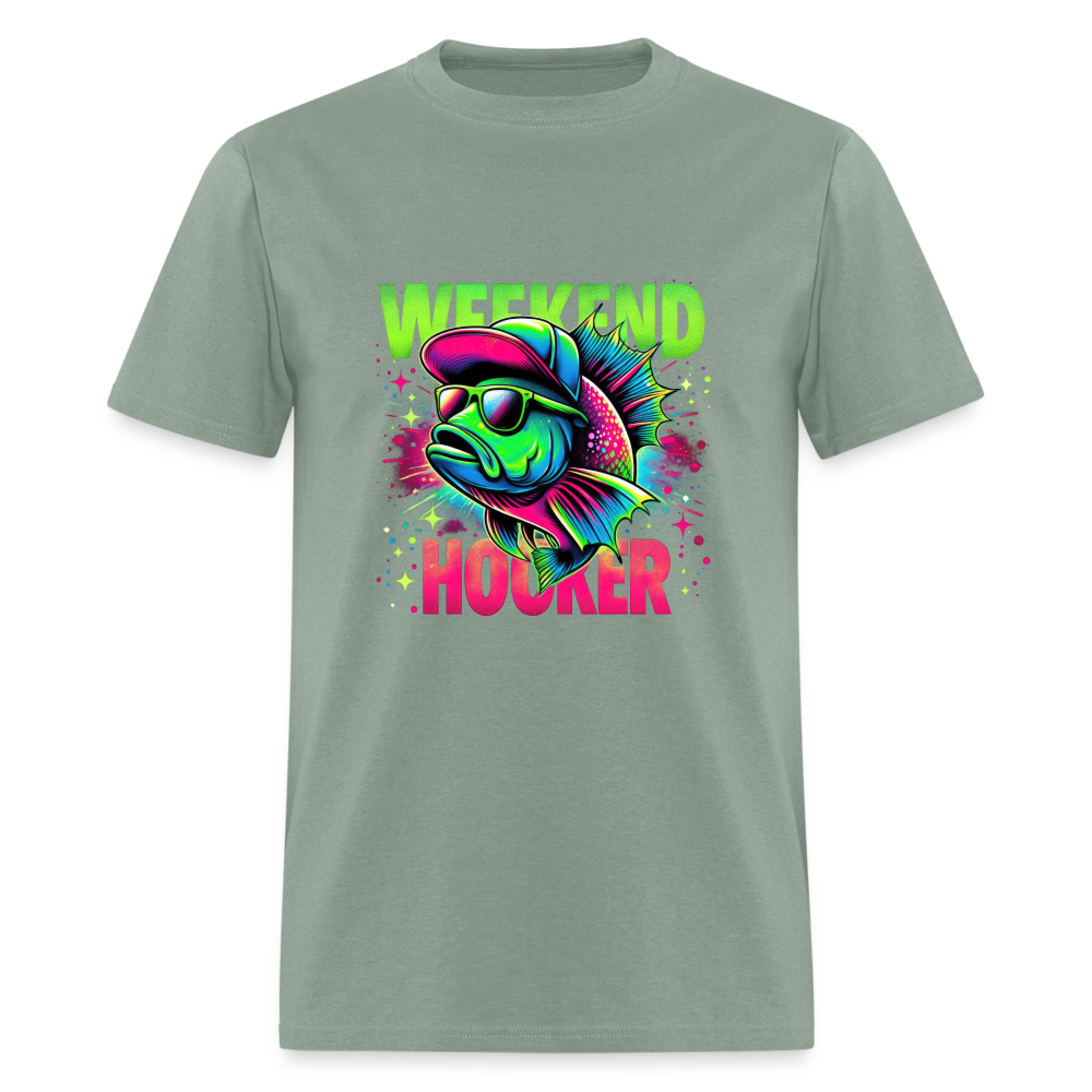 Fishing Weekend Hooker T-Shirt - sage