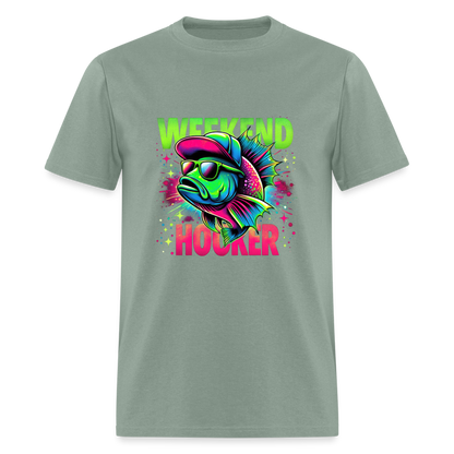 Fishing Weekend Hooker T-Shirt - sage