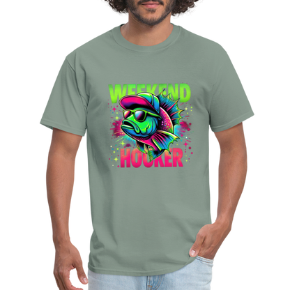 Fishing Weekend Hooker T-Shirt - sage