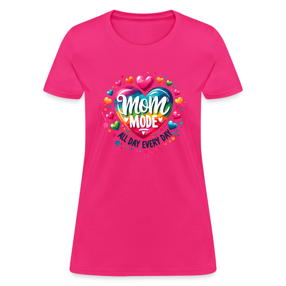 Mom Mode All Day Every Day Women's Contoured T-Shirt - fuchsia