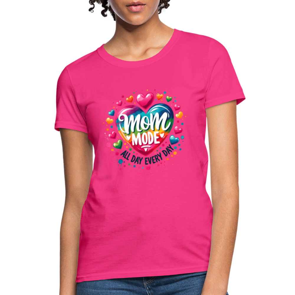 Mom Mode All Day Every Day Women's Contoured T-Shirt - fuchsia