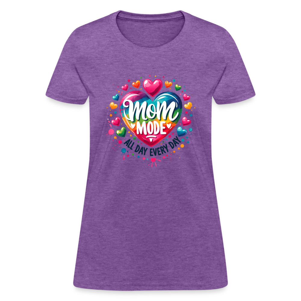 Mom Mode All Day Every Day Women's Contoured T-Shirt - purple heather