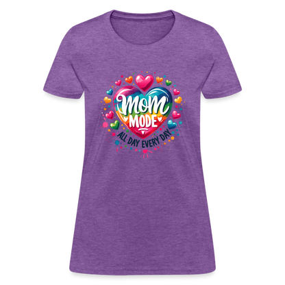 Mom Mode All Day Every Day Women's Contoured T-Shirt - purple heather