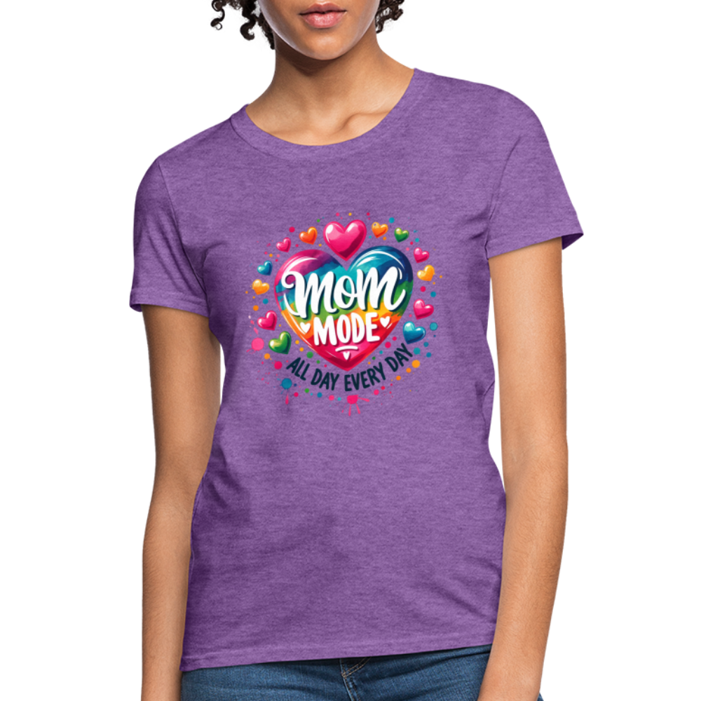 Mom Mode All Day Every Day Women's Contoured T-Shirt - purple heather