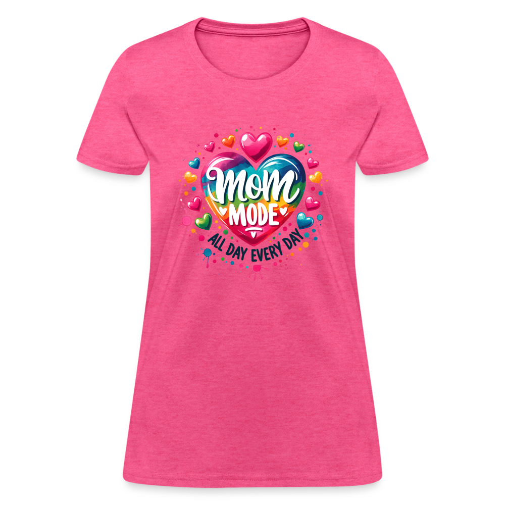 Mom Mode All Day Every Day Women's Contoured T-Shirt - heather pink