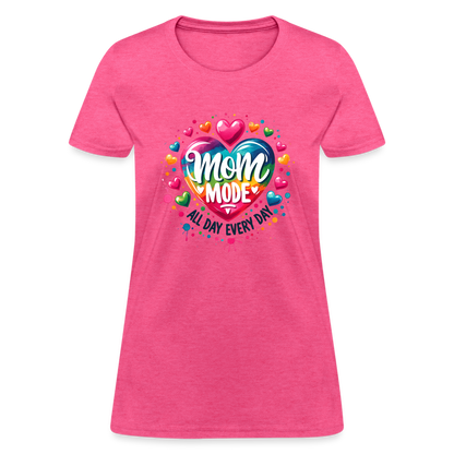 Mom Mode All Day Every Day Women's Contoured T-Shirt - heather pink