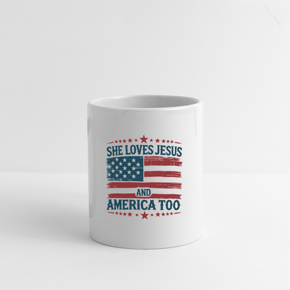 She Loves Jesus and America Too Coffee Mug - white