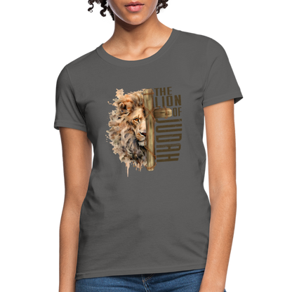 Jesus Lion of Judah Women's T-Shirt - charcoal