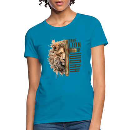 Jesus Lion of Judah Women's T-Shirt - turquoise