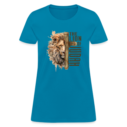 Jesus Lion of Judah Women's T-Shirt - turquoise