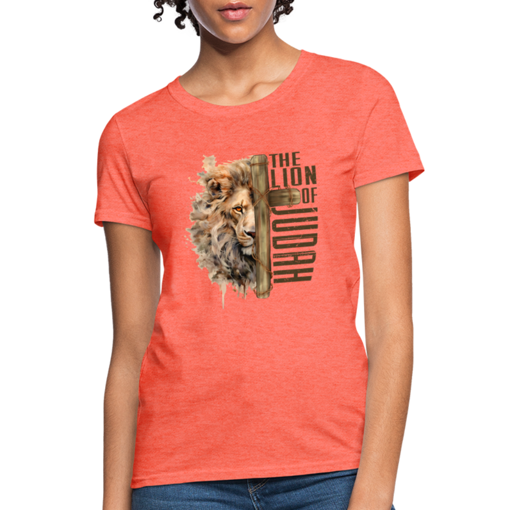 Jesus Lion of Judah Women's T-Shirt - heather coral