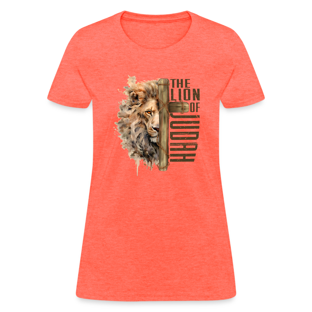 Jesus Lion of Judah Women's T-Shirt - heather coral