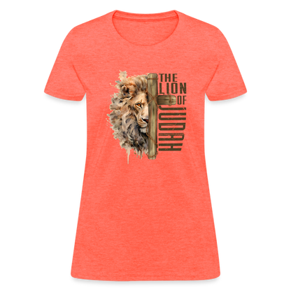 Jesus Lion of Judah Women's T-Shirt - heather coral