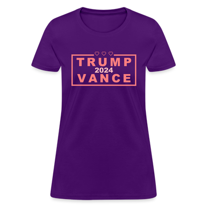 Trump Vance 2024 Women's T-Shirt (Pink Letters) - purple